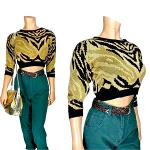 Cropped animal print sweater